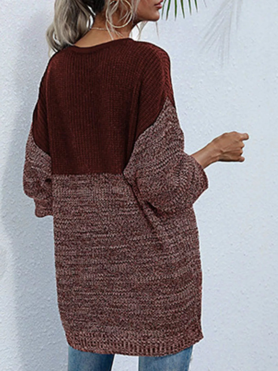 Color Block Long Sleeve Oversized Sweater