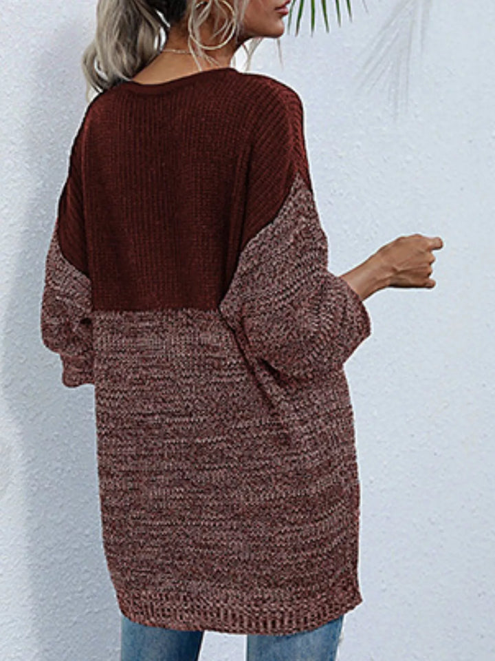 Color Block Long Sleeve Oversized Sweater