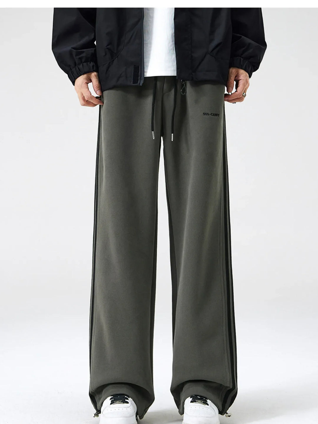 Men's Plus Size Relaxed Fit Pants with Side Stripes
