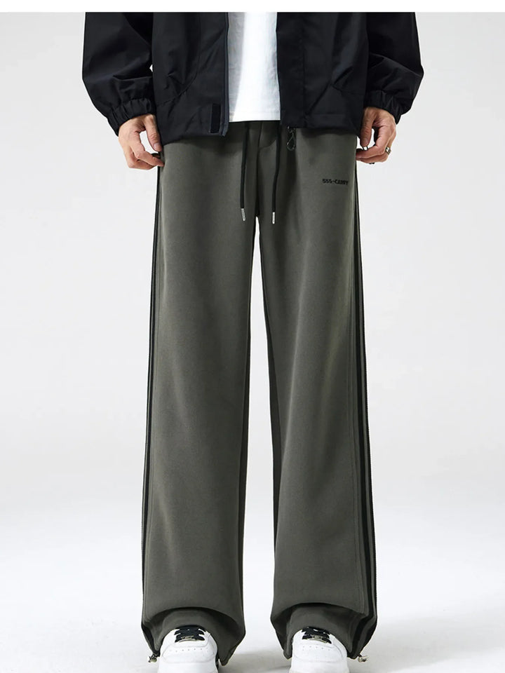 Men's Plus Size Relaxed Fit Pants with Side Stripes