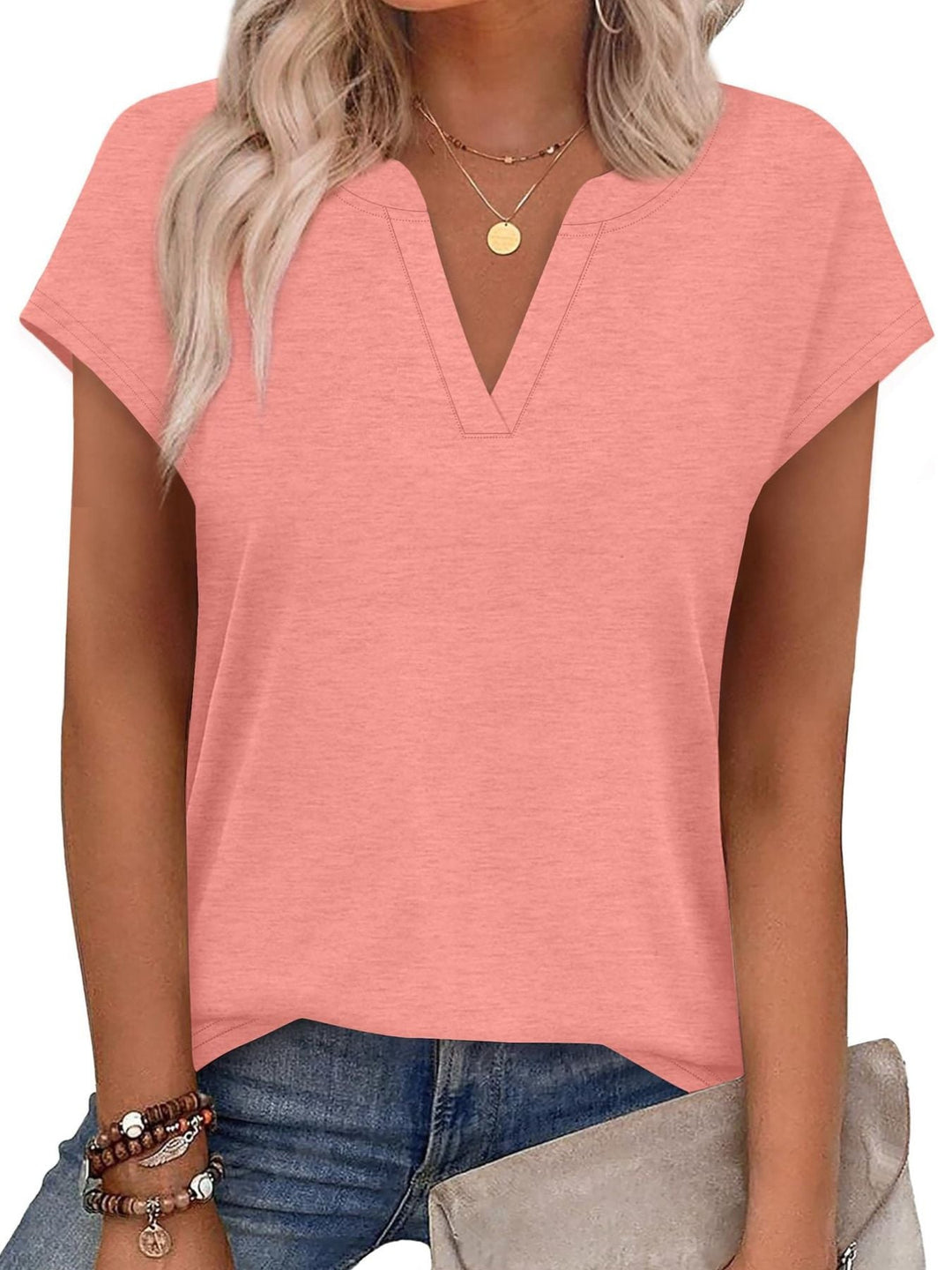 Notched Short Sleeve T-Shirt