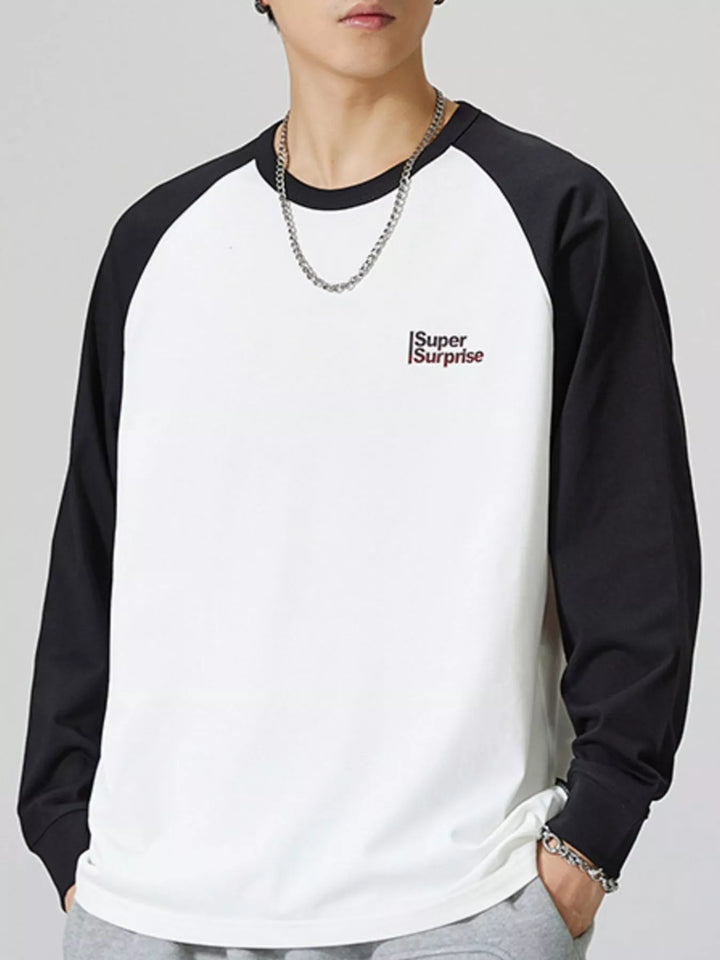 Men's Plus Size Round Neck Raglan Sleeve T-Shirt