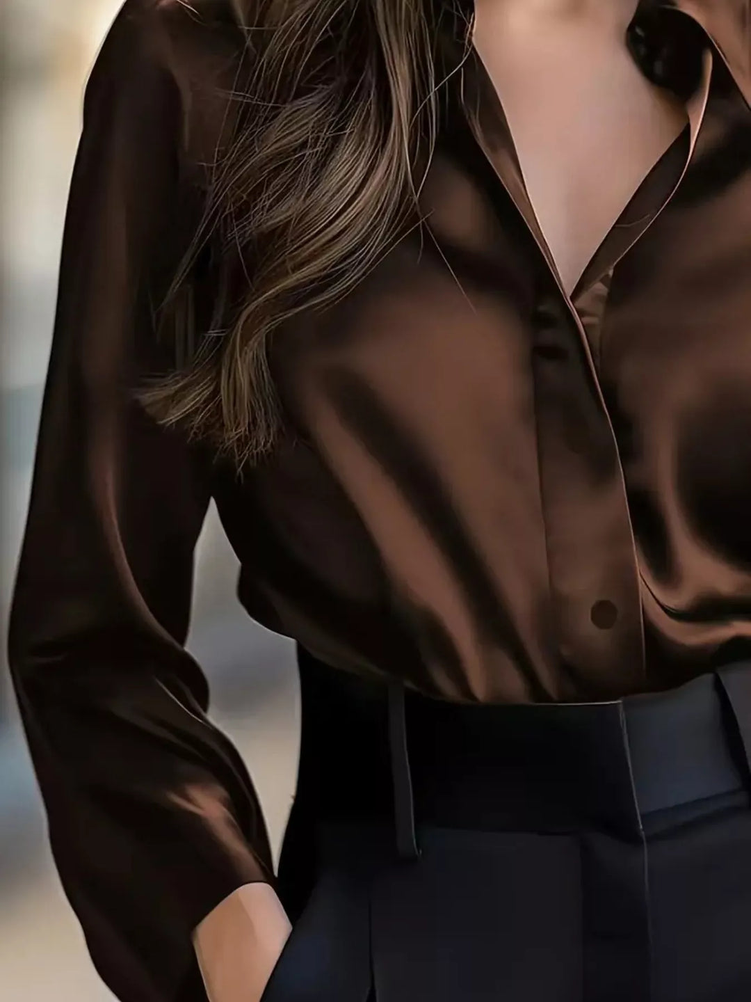 Button Down Collared Neck Long Sleeve Shirt