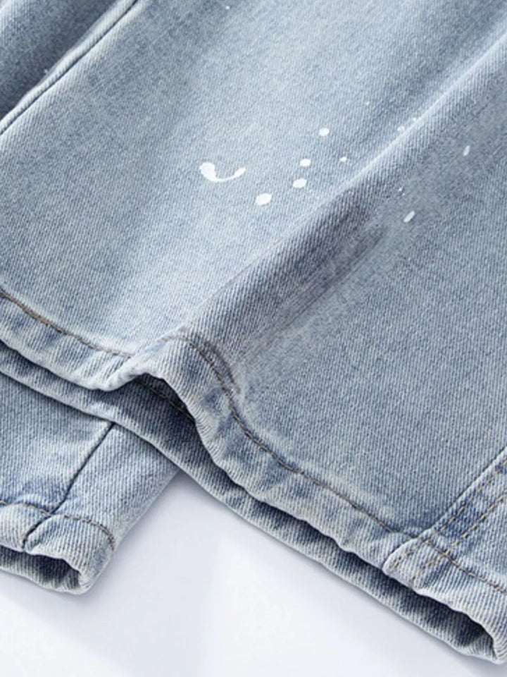 Men's Full Size Distressed Wide Leg Jeans Plus Size