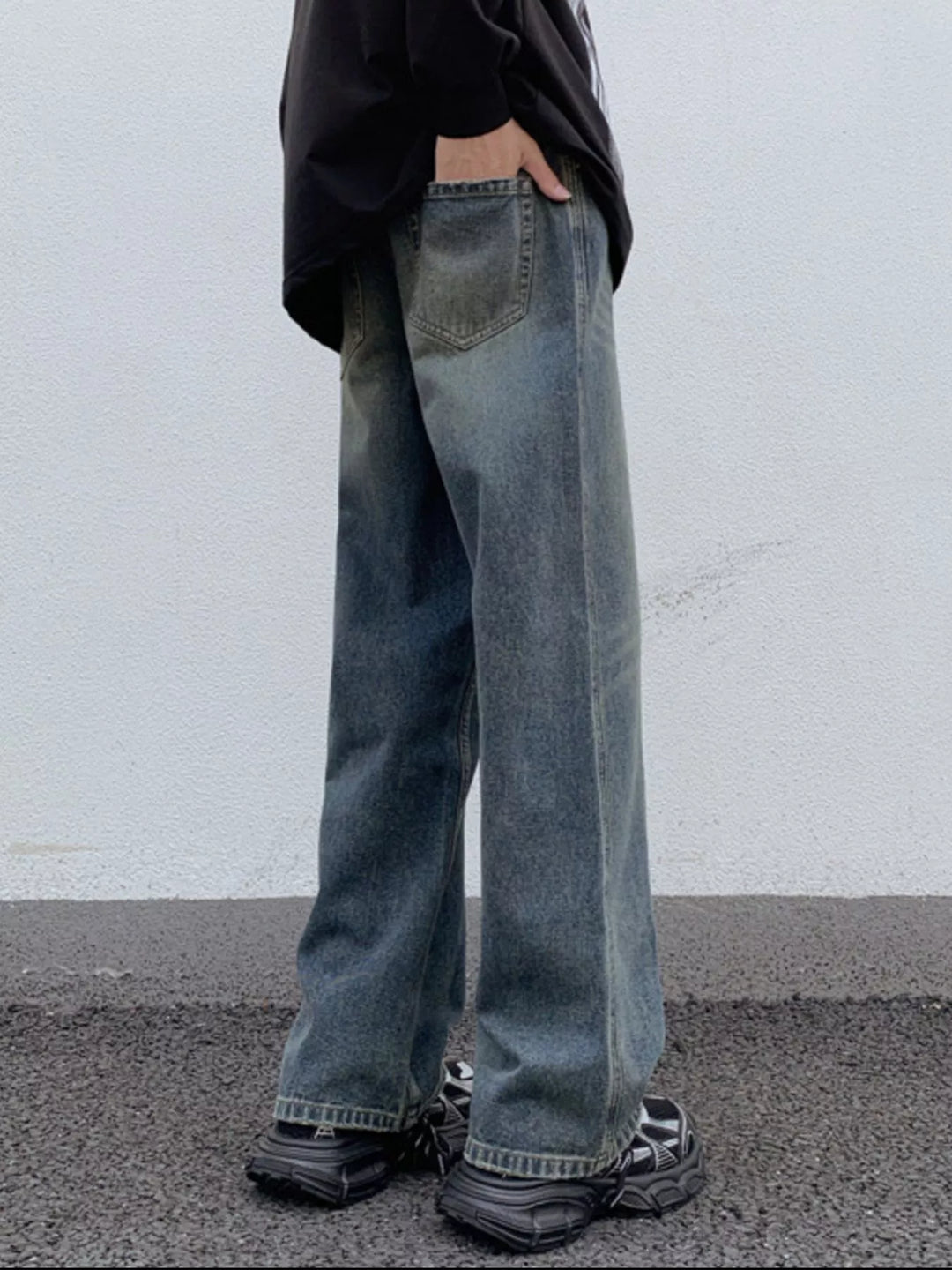 Men's Full Size Wide Leg Washed Jeans Plus Size