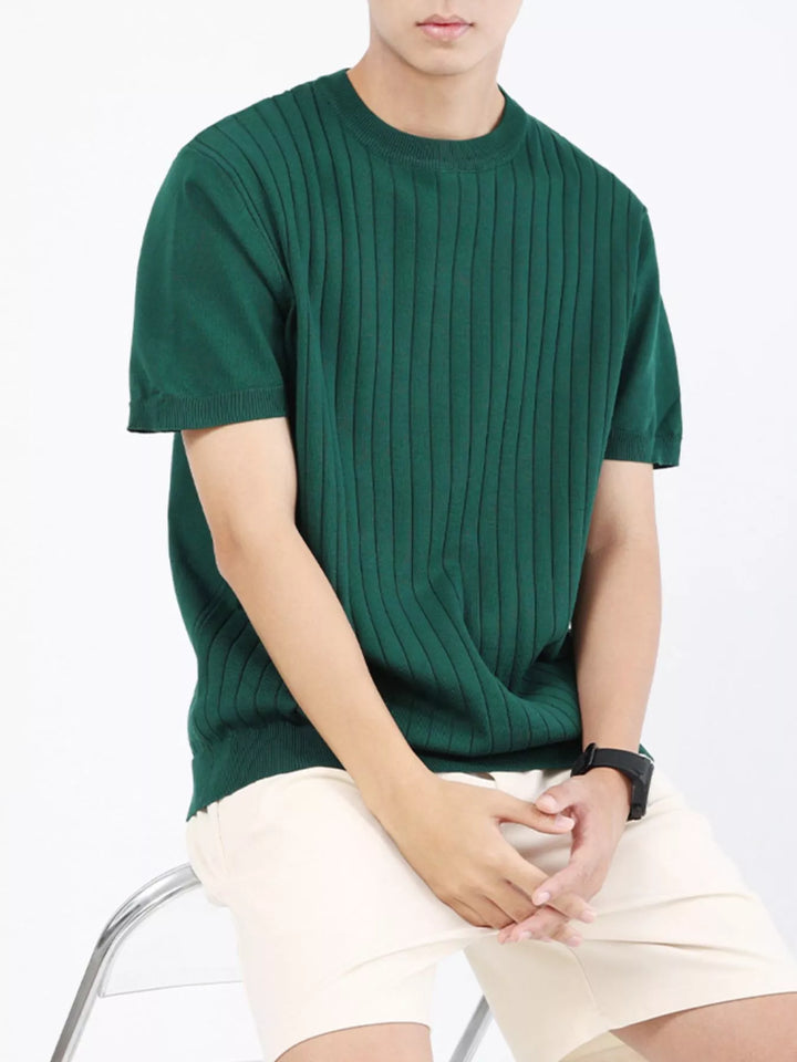 Men's Plus Size Ribbed Knit Slim Fit T-Shirt