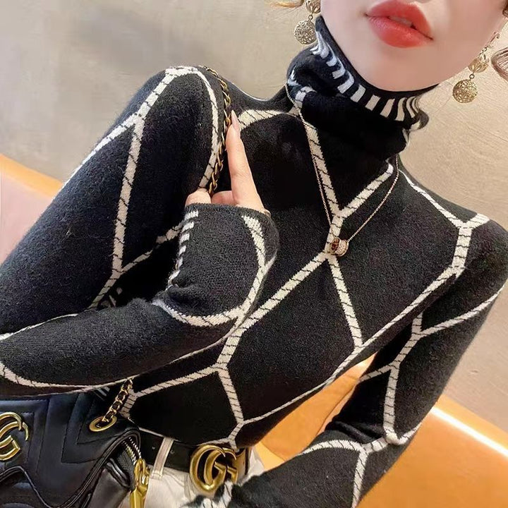 Womens High End Color-block Knit Top