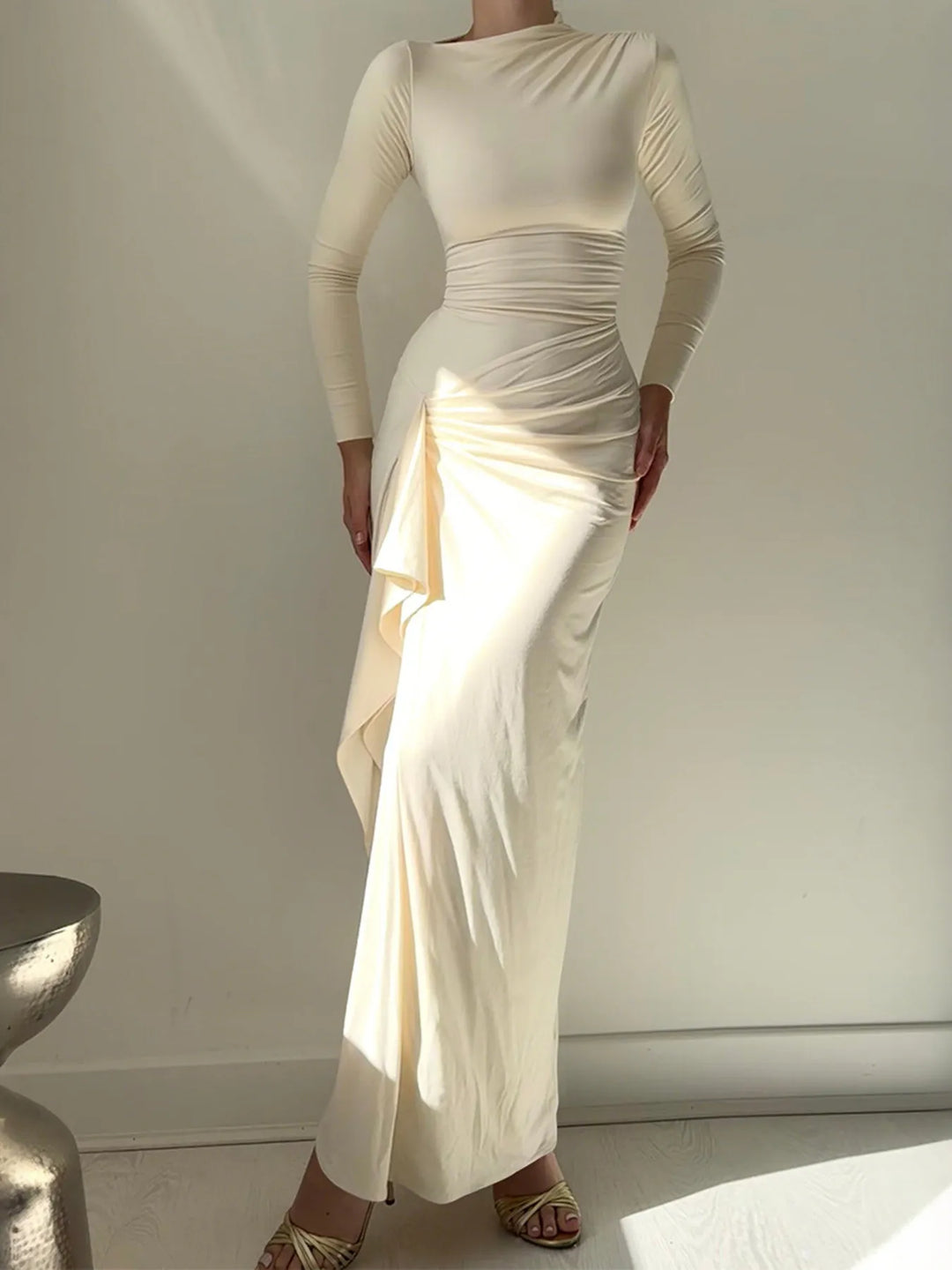 Ruched Long Sleeve Maxi Dress