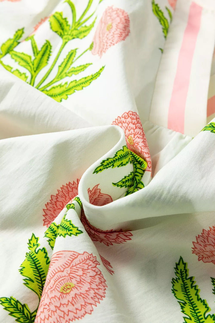 Floral Print Notched Ruffled Sleeve Blouse