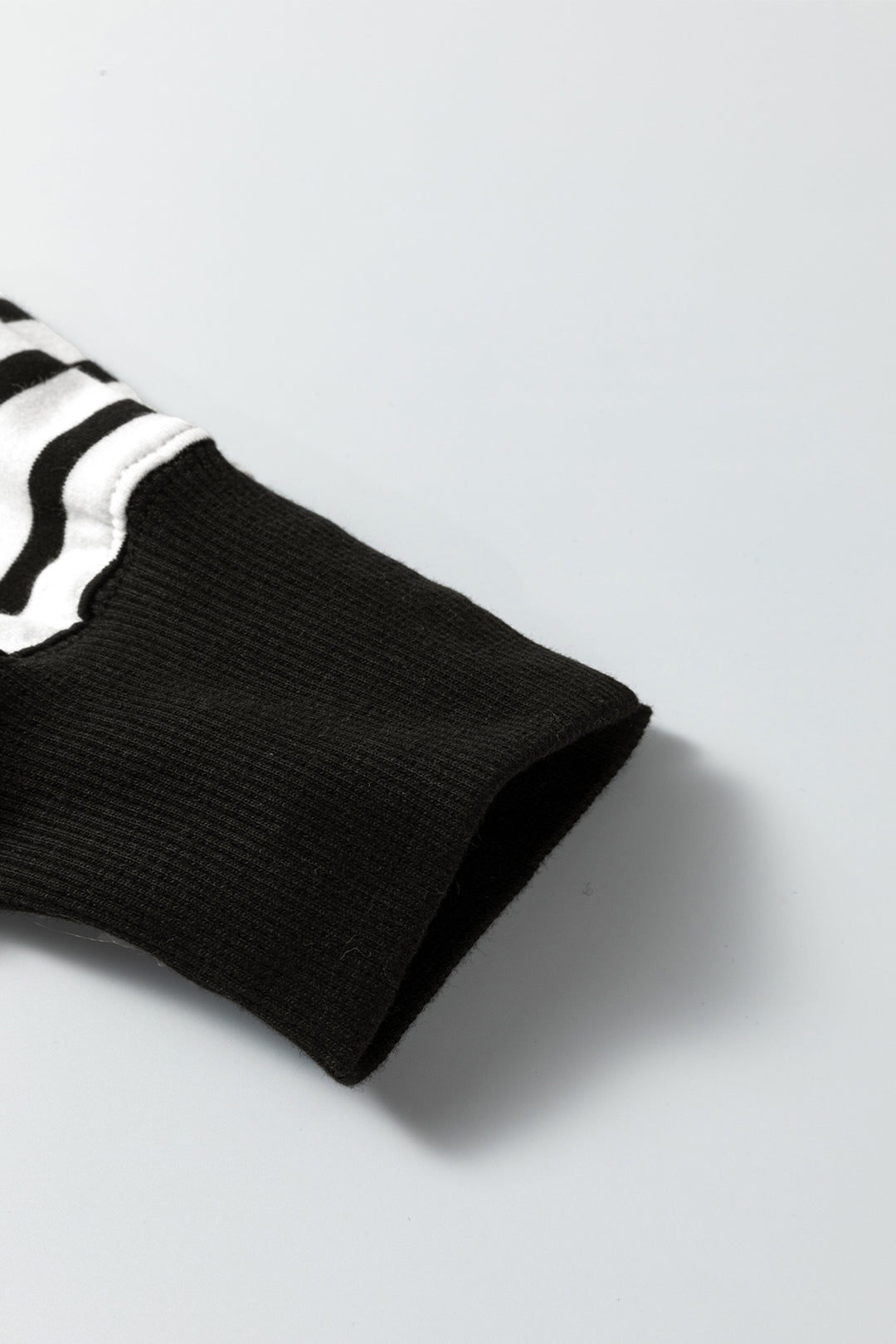 Black Stripe Sleeve Patchwork Casual Knit Top