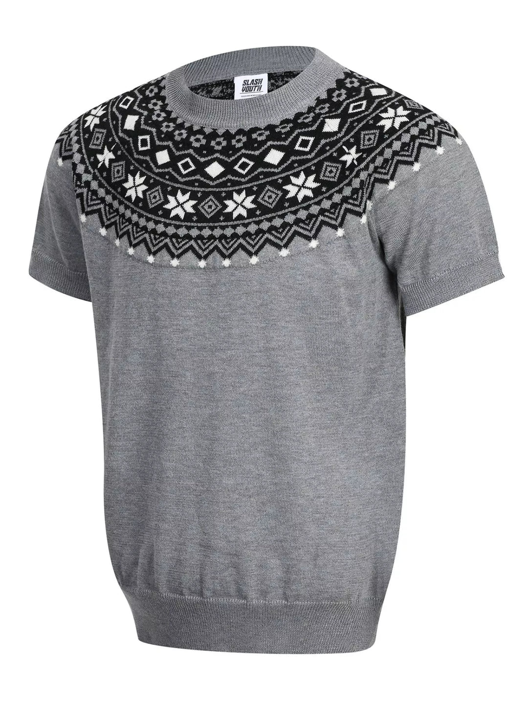 Men's Fair Isle Pattern Short Sleeve Sweater