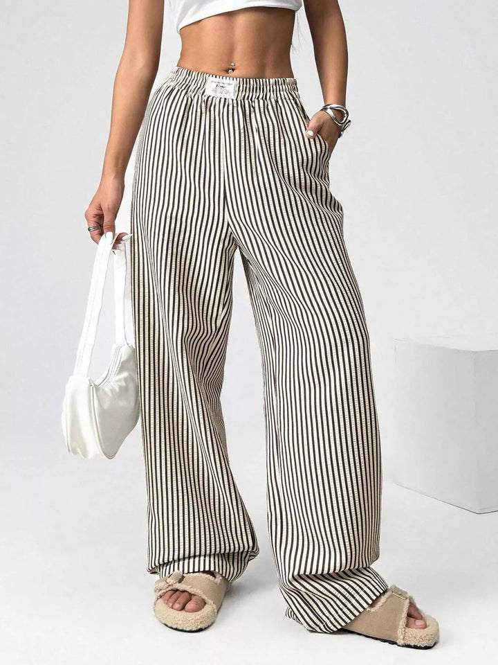 Striped High-Waisted Wide Leg Pants