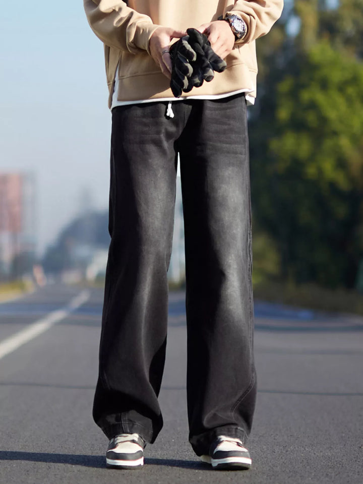 Men's Plus Size Vintage Wash Wide Leg Jeans