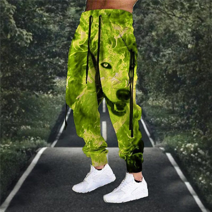 Drawstring Elastic Waist Retro Harem Pants With 3D Animal Print Mens Athletic Trousers