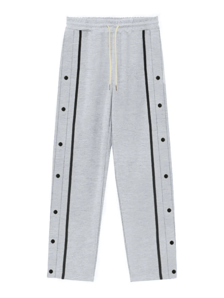 Men's Full Size Snap-Button Pants with Side Stripe Detail Plus Size