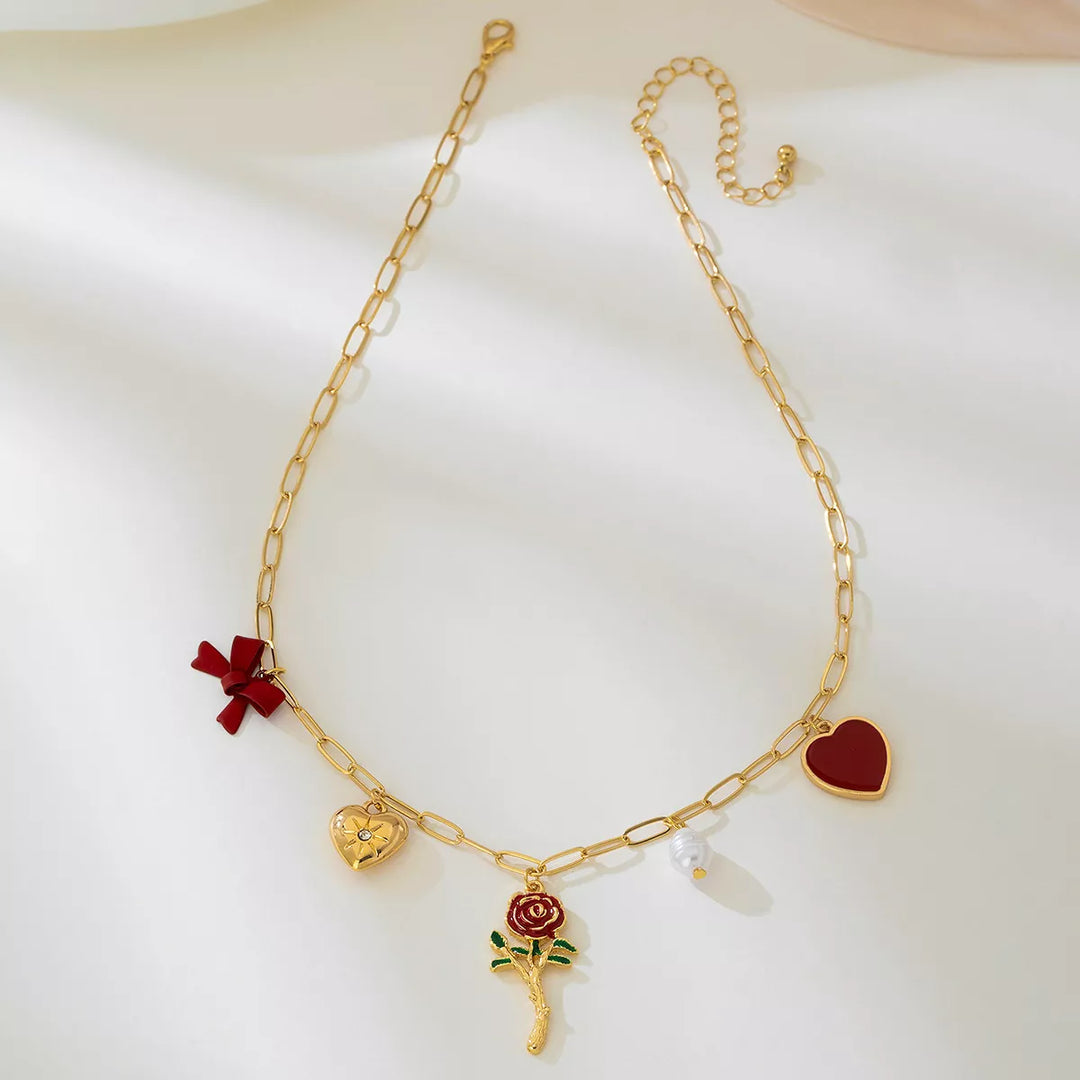 18K Gold-Plated Alloy Chain Necklace with Pendant