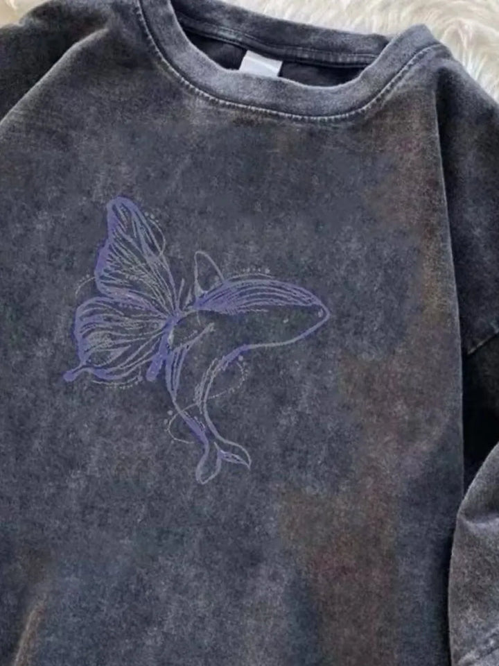Men's Full Size Butterfly Round Neck T-Shirt Plus Size