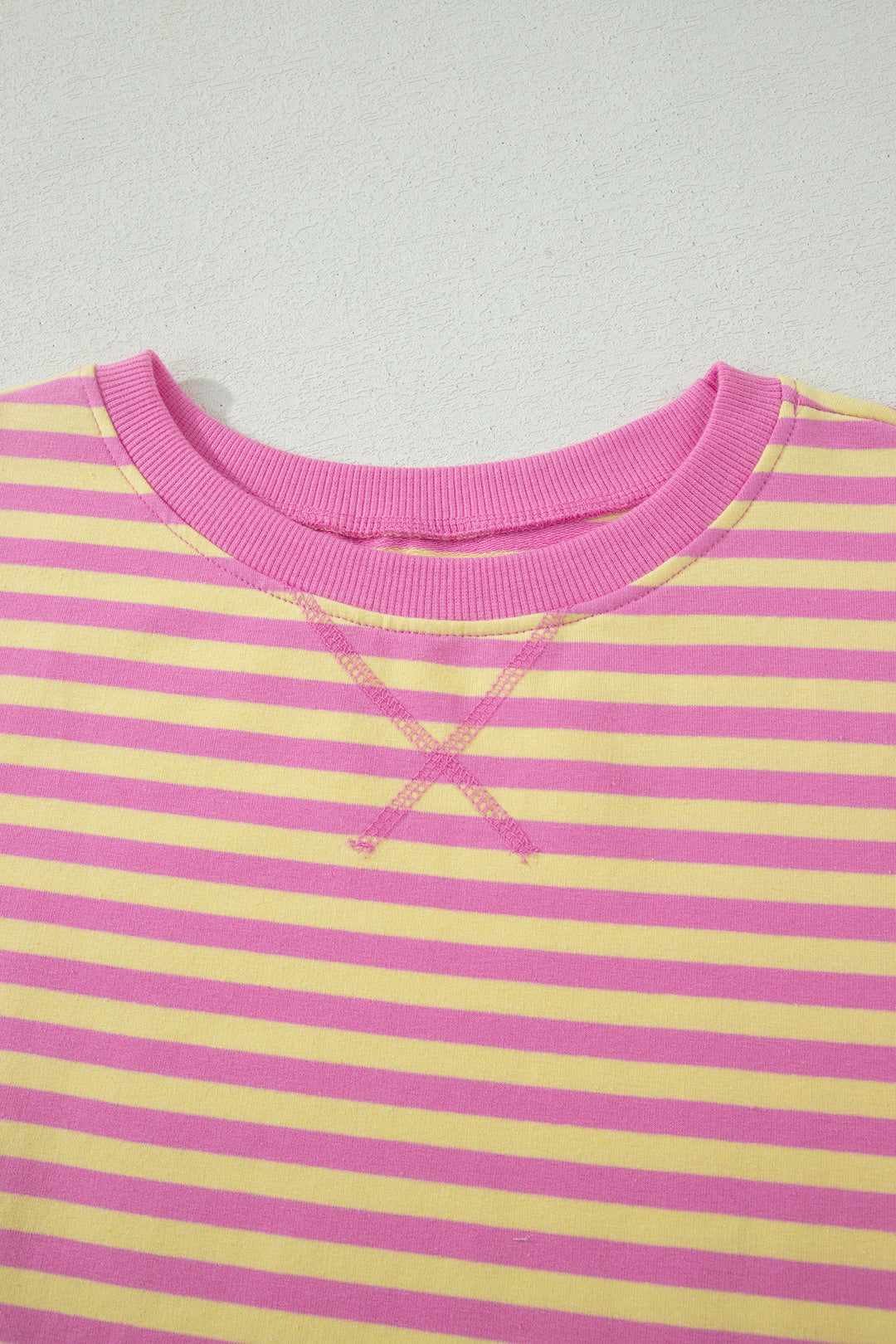 Pink Stripe Loose Short Sleeve Top and Skirt Set
