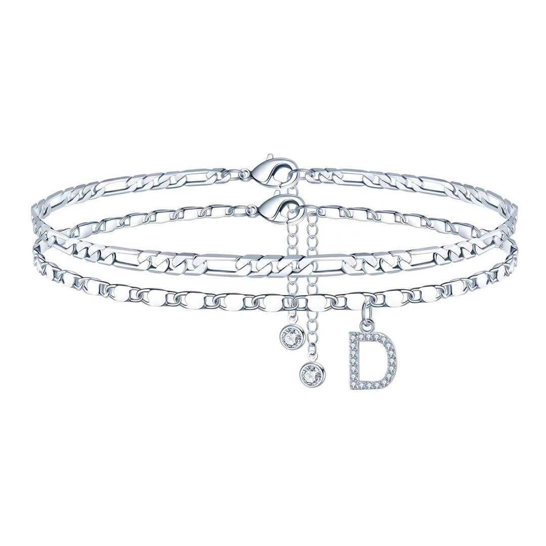 26-letter English Zircon-inlaid Pendant With An NK Chain, Double-layered