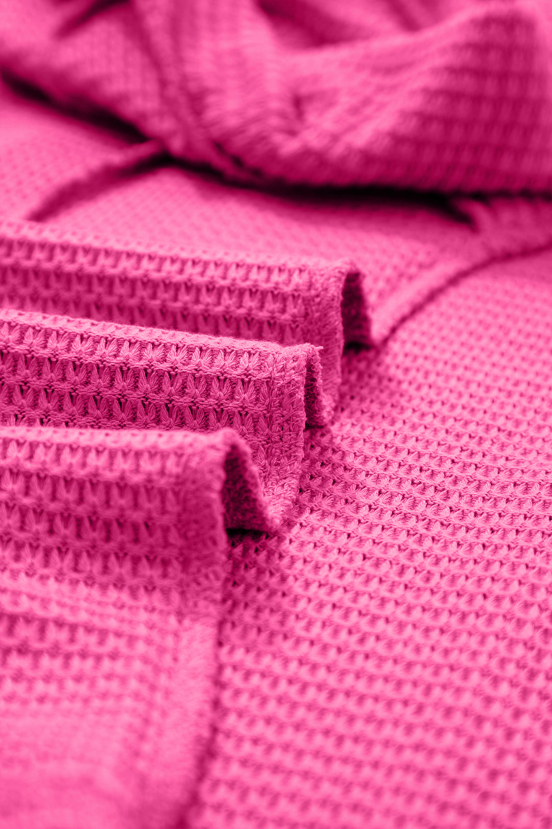 Strawberry Pink Waffle V Neck Short Sleeve Knit Top