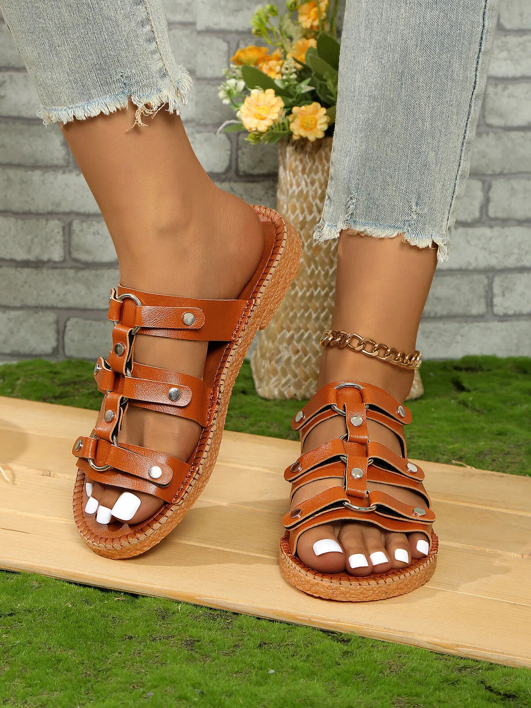 Open Toe Flats Sandals