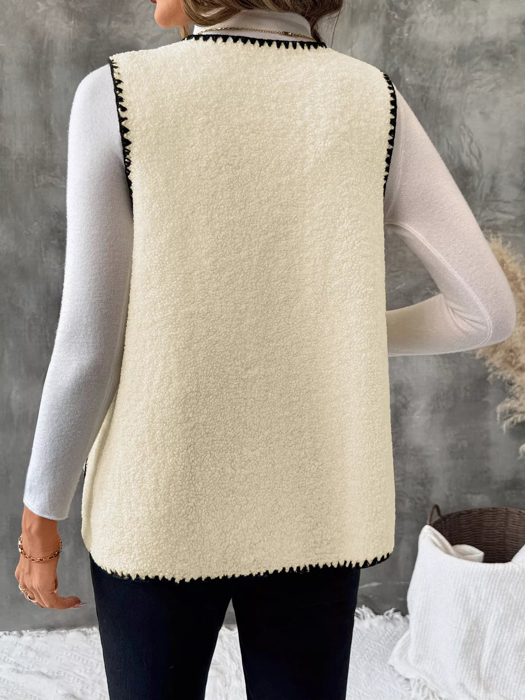 V-Neck Button Up Vest Coat