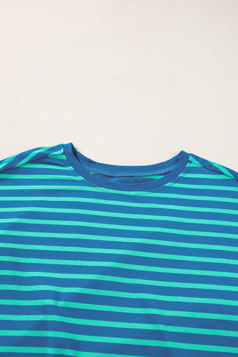 Blue Stripe Colorblock Patchwork Baggy T Shirt
