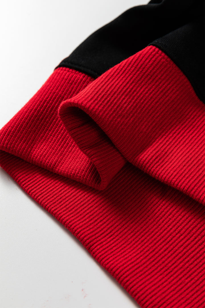 Black GAME DAY Letter Graphic Varsity Striped Detail Baggy Sweatshirt