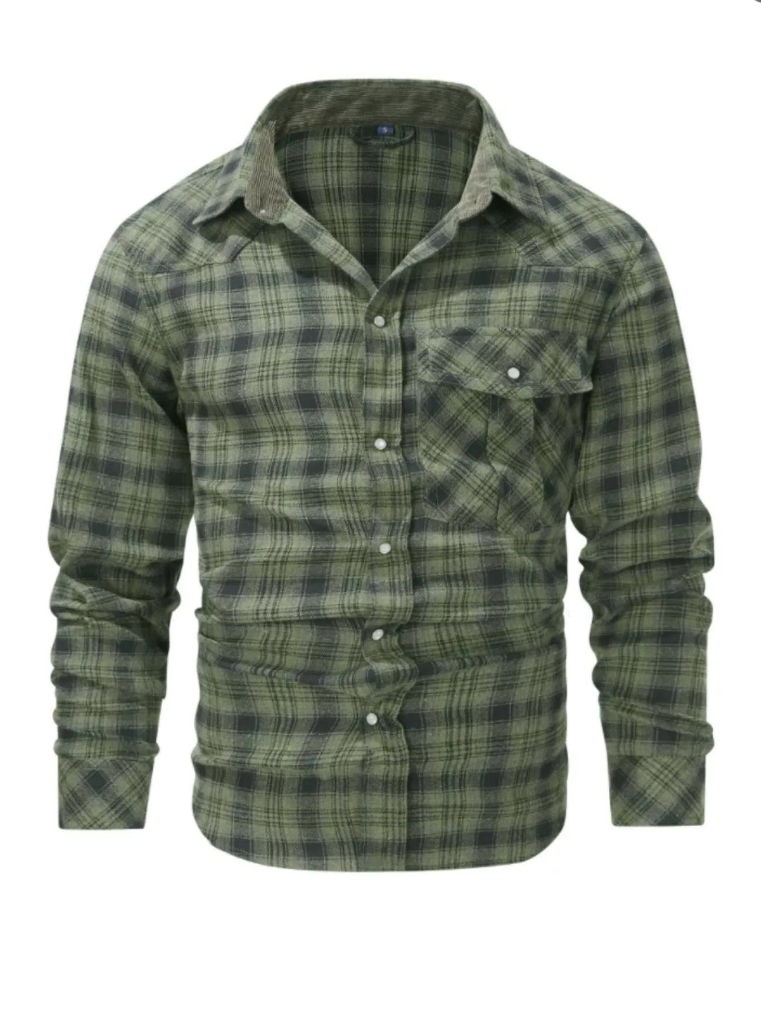 Men's Vintage Plaid Button Up Shirt