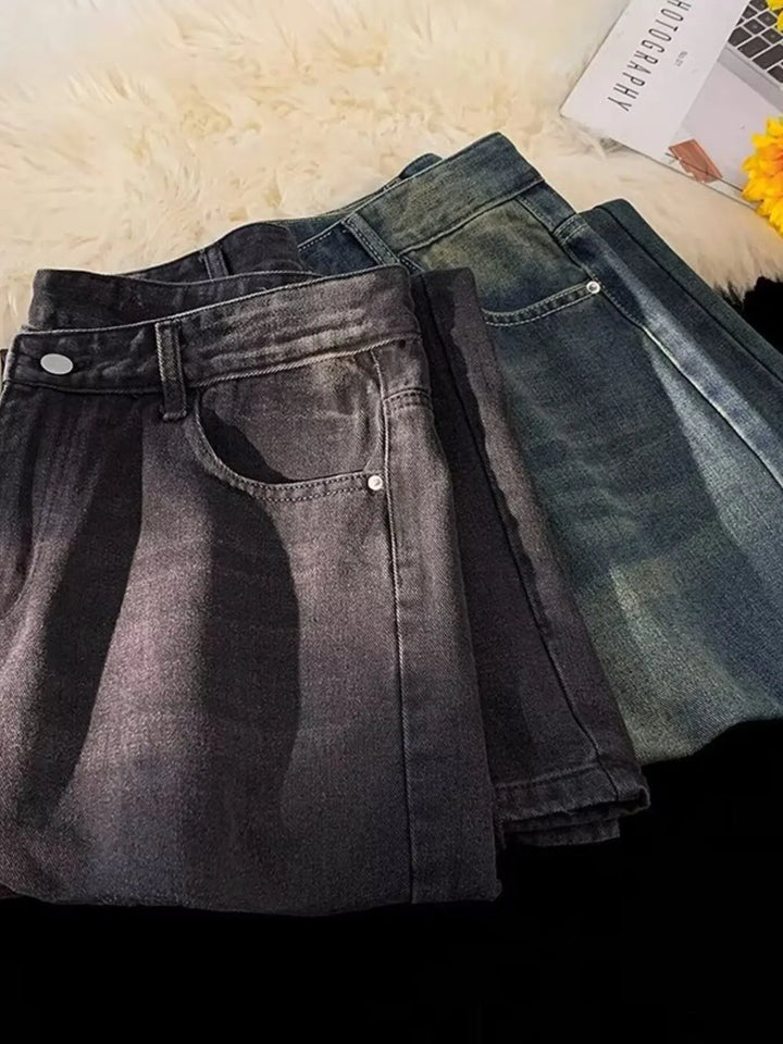 Men's Plus Size Vintage Wash Wide Leg Jeans