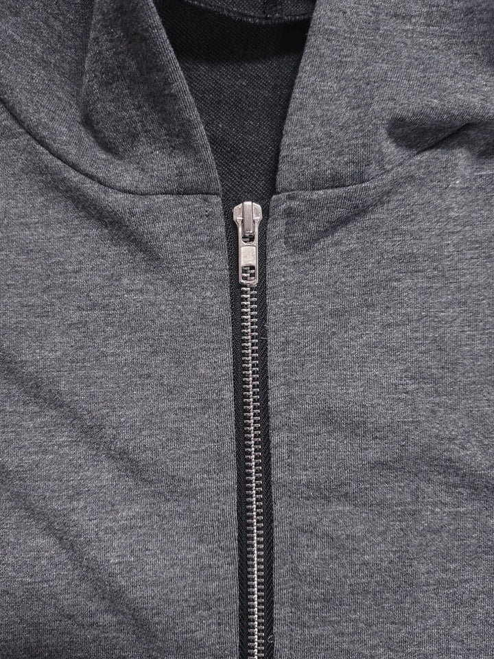 Longline Hooded Zip-Up Cardigan Coat with Flared Hem