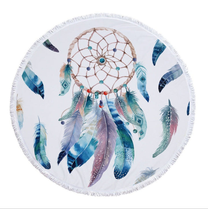 Dream net microfiber round beach towel Yoga pad with tassel
