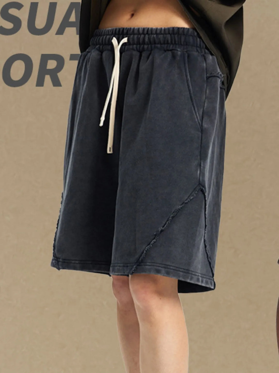 Men's Casual Drawstring Washed Shorts