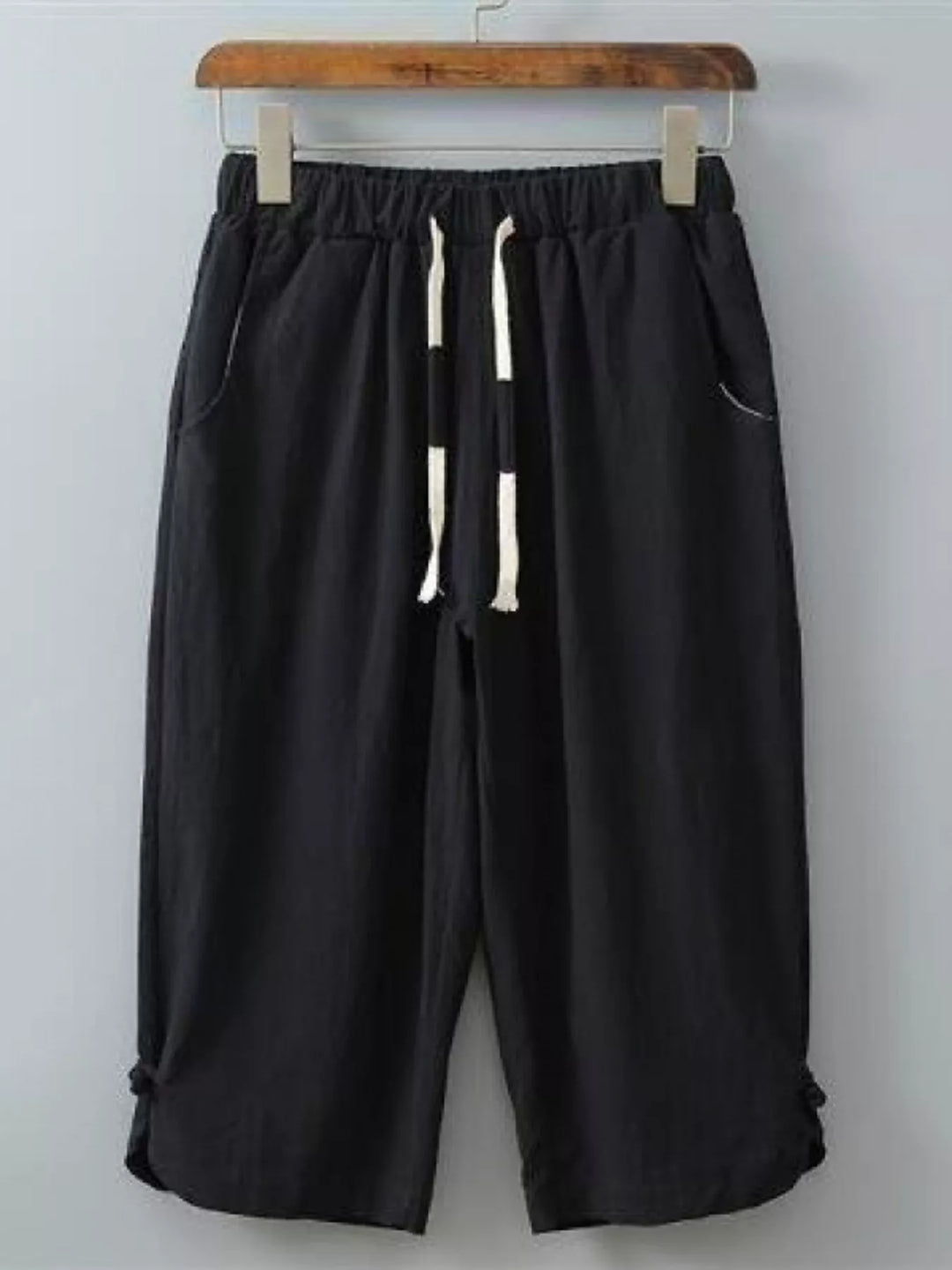 Men's Plus Size Casual Cropped Pants with Drawstring