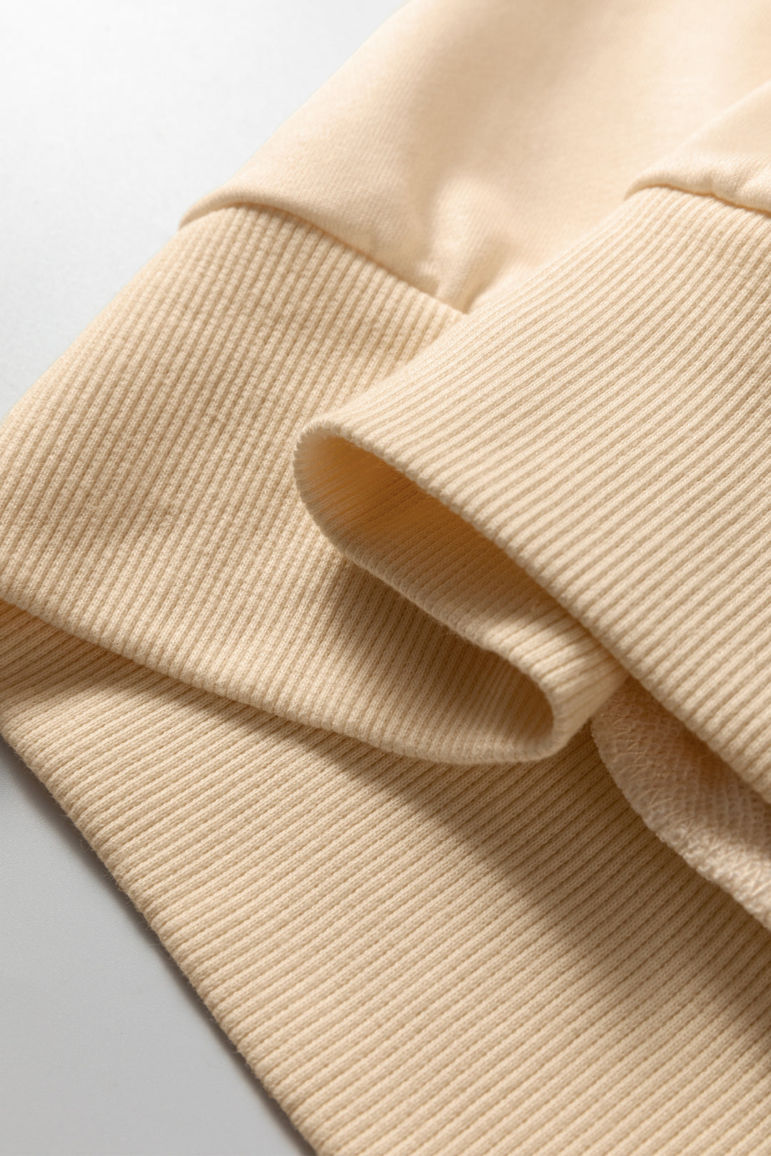 Beige Stripe Puff Sleeve Casual Pullover Sweatshirt