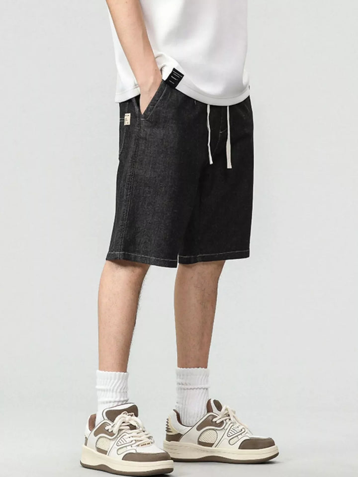 Men's Plus Size Drawstring Denim Shorts