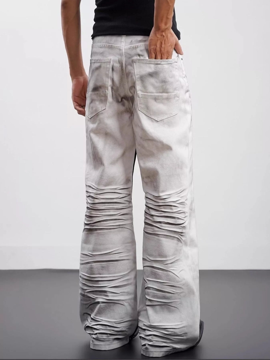 Men's Full Size Contrast Wide Leg Jeans Plus Size