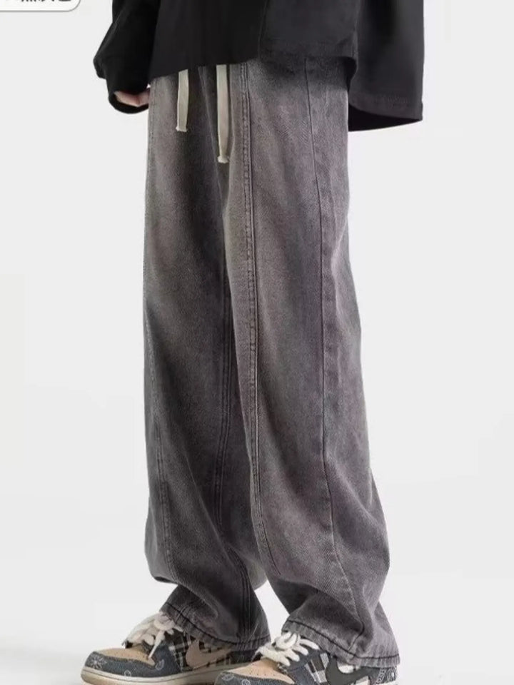 Men's Full Size Vintage Wash Wide Leg Jeans Plus Size