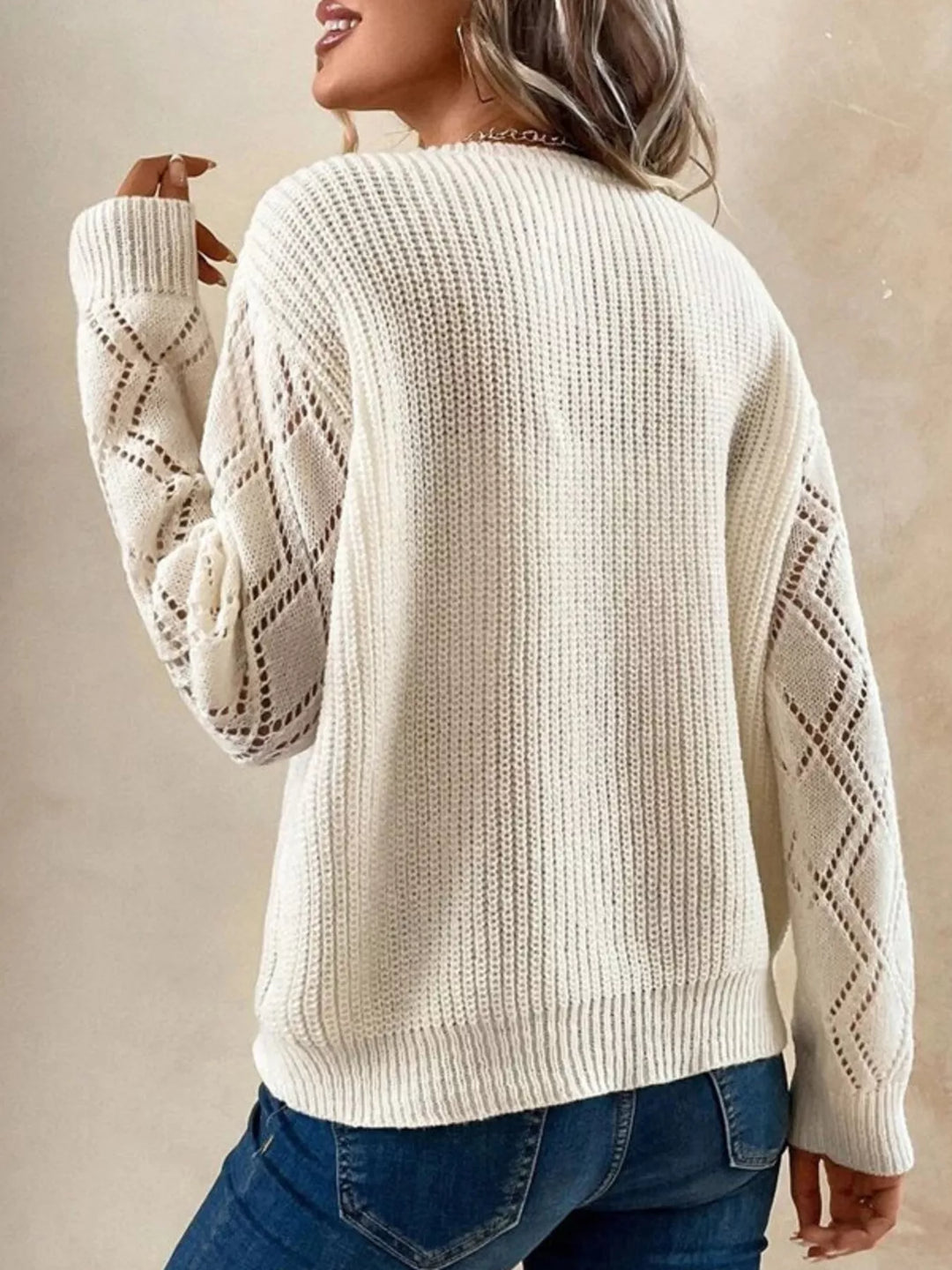 V-Neck Openwork Sweater