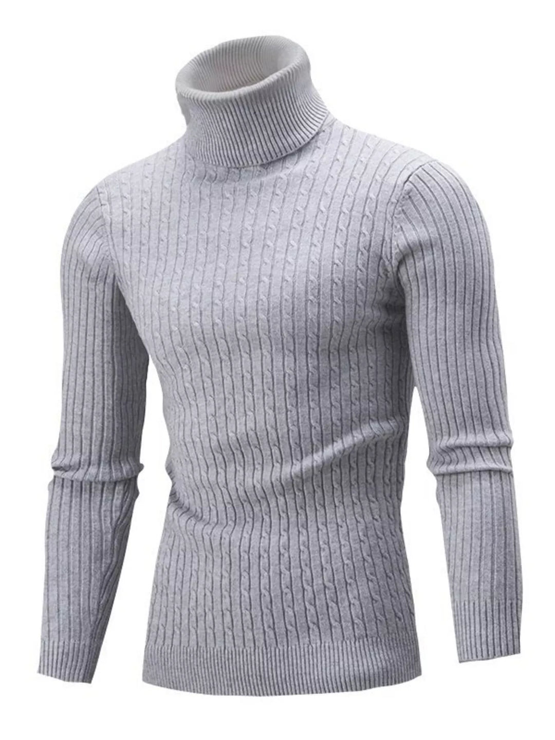 Men's Full Size Classic Cable Knit Turtleneck Sweater Plus Size