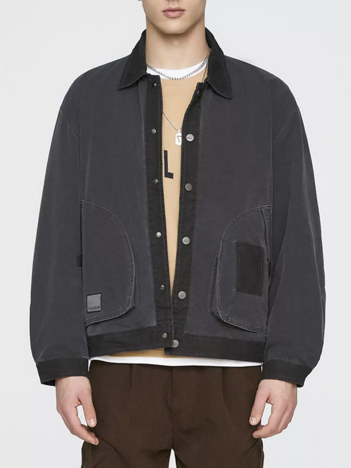 Men's Plus Size Snap Down Long Sleeve Jacket