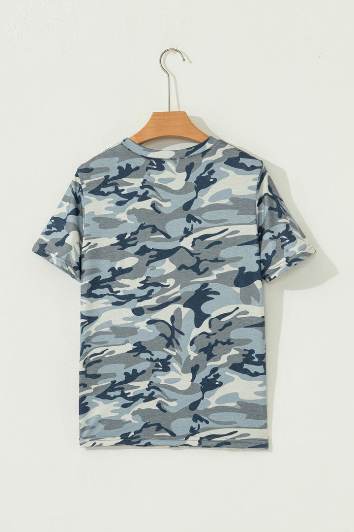 Green Camouflage KENTUCKY Crew Neck Summer Top