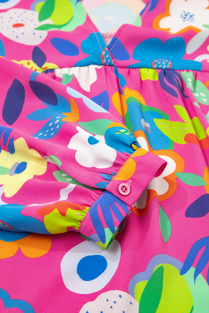 Rose Flower Bomb V Neck Blouse