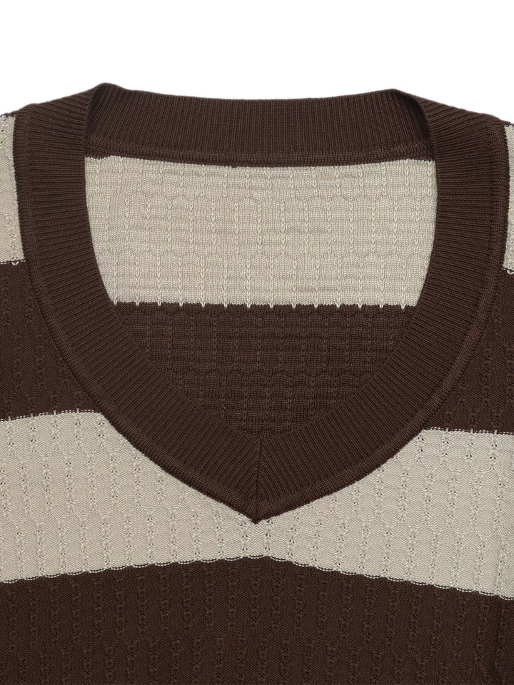 Striped V-Neck Knit Top