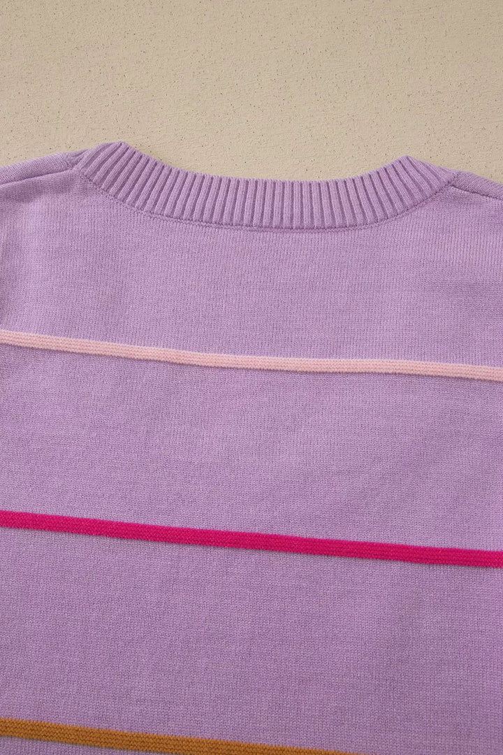 Stripe Round Neck Knitted Sweater Tank