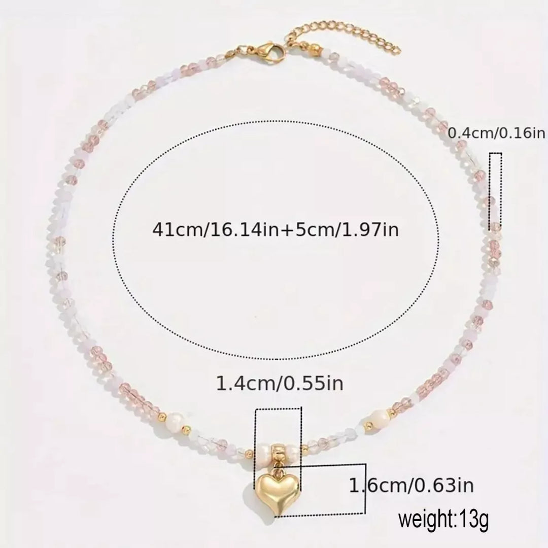 Bead Heart Pendant Necklace
