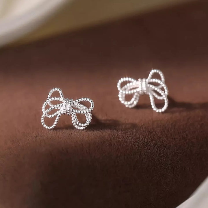 925 Sterling Silver Bow Knot Stud Earrings