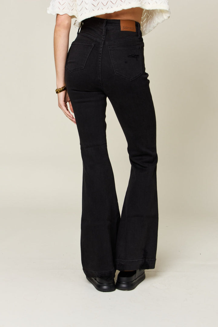 Judy Blue High-Waisted Distressed Flare Jeans