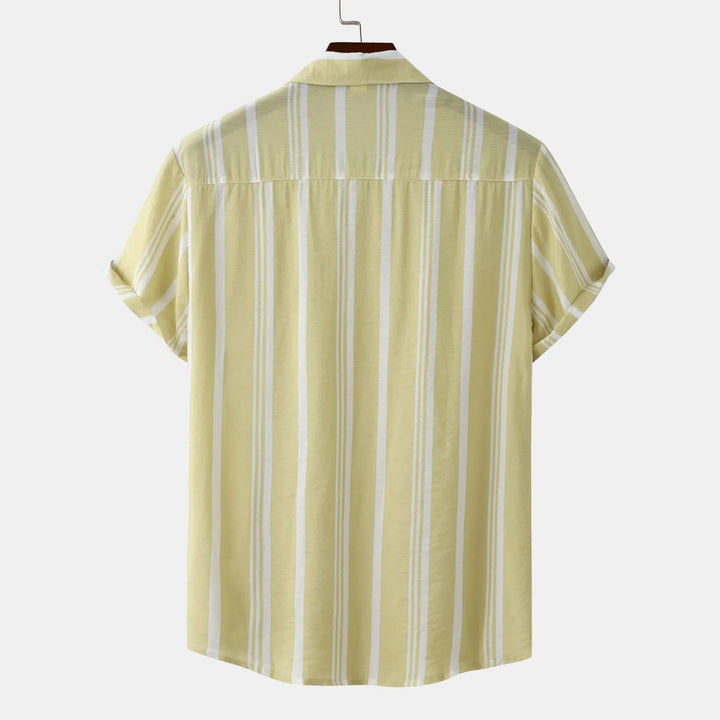 Men's Plus Size Striped Short Sleeve Button-Down Shirt