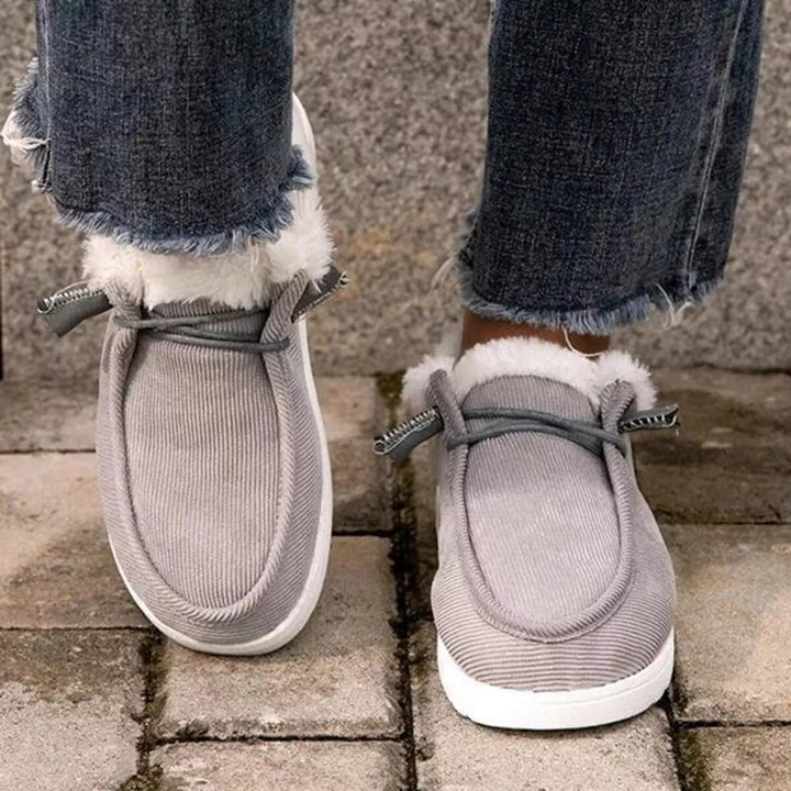Fuzzy Lined Corduroy Slip-Ons